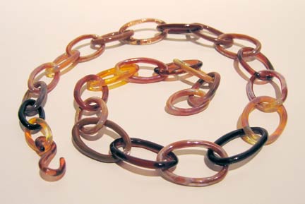 "chain" flame worked glass necklace by artist vivienne bell